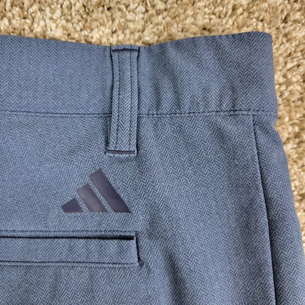 Adidas‎ Mens 36 Blue Herringbone Elastic Waist Chino Stretch Golf Shorts